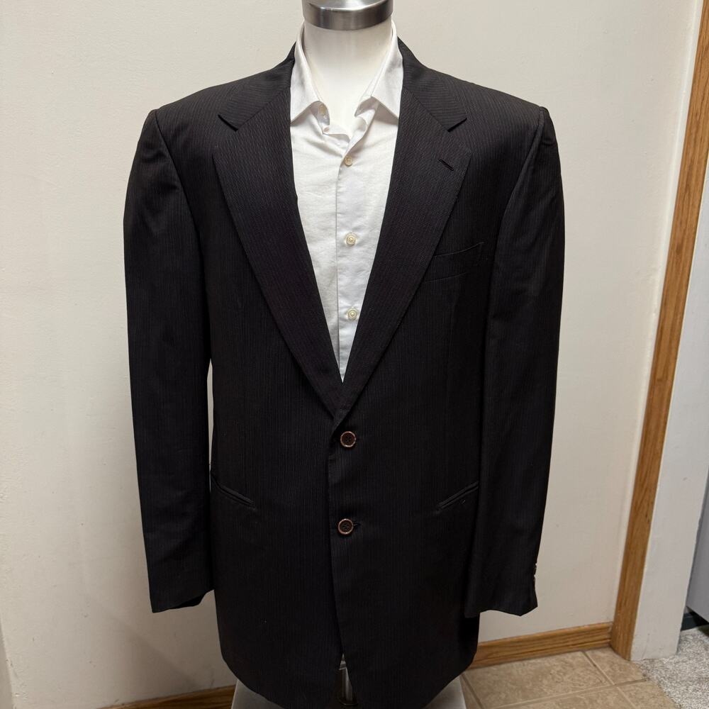 Brioni Suit Jacket for Neiman Marcus Black Surgeon Pinstripe Hand Tailored Italy